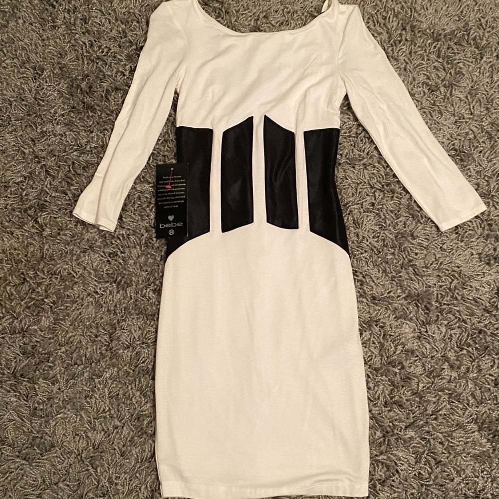 BEBE Bodycon Dress with Black Corset-Style…